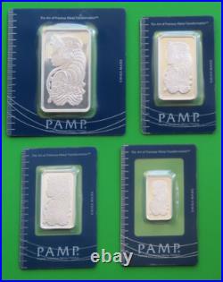 Set of 4 Pamp Suisse Lady Fortuna Silver Bars (10 gr / 20 gr / 50 gr / 100 gr)