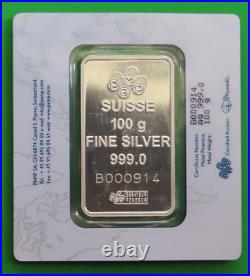 Set of 4 Pamp Suisse Lady Fortuna Silver Bars (10 gr / 20 gr / 50 gr / 100 gr)