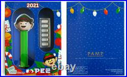 Set of 6 PAMP Elf PEZ Dispenser 5g Silver Bar Rev PF in Holiday Gift PRESALE