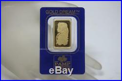 Solid 24K Gold Bar PAMP Credit Suisse 10 Gram 0.9999 Fortuna Assay Bar# 330286