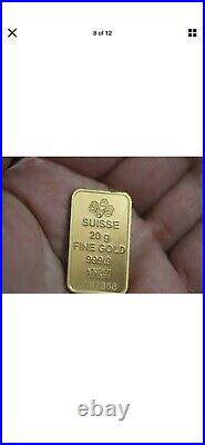 Solid 24K Gold Bar PAMP Credit Suisse 20 Gram 999.9 Bar SN# C087358