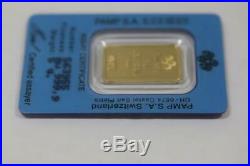 Solid 24K Gold Bar PAMP Suisse 5 Gram 0.9999 Fortuna Certificate Sealed 563955
