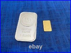 Suisse 2.5 G Fine Gold. 999 Bar And 1 Oz Silver JM Bullion Bar. 999