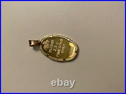Super Rare 2.5 Gram Pamp Suisse 999.9 Gold Bar Charm With Gold Inlay Charm