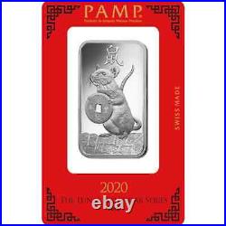 Super Rare 2020 Sealed 1 Oz Pure. 999 Silver Lunar Rat Pamp Suisse