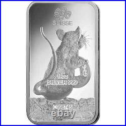 Super Rare 2020 Sealed 1 Oz Pure. 999 Silver Lunar Rat Pamp Suisse