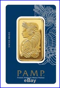 Swiss Made 1 oz Gold Bar Pamp Suisse Fortuna 999.9 Fine Gold in Sealed Assay