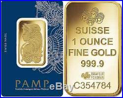 Ten (10) 1 oz PAMP Suisse Gold bars new in assay cards FREE shipping