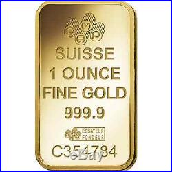 Ten (10) 1 oz PAMP Suisse Gold bars new in assay cards FREE shipping