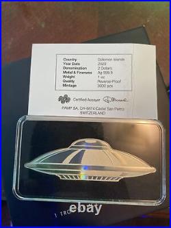 UFO 2020 Solomon Islands 1oz Silver Bar Coin. 9999 PAMP SUISSE New in Box with COA