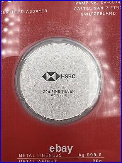 Ultra Rare Sealed Pamp Suisse HSBC 10 Years Service 20g Silver Coin