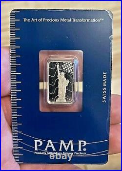 VERY RARE 5 Grams Platinum PAMP Statue of Liberty Bar In Assay