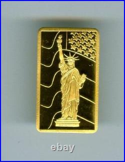 VINTAGE PAMP SUISSE STATUE OF LIBERTY 2.5g 999.9 FINE GOLD BAR