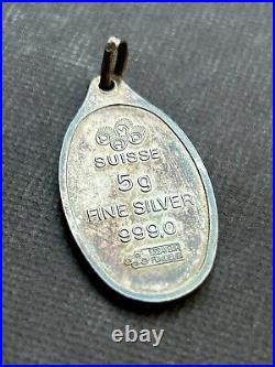 Very Rare Pamp Suisse Zodiac 5gram 999 Silver Bar Pendant Vintage