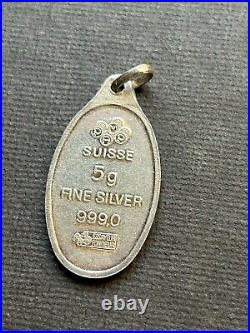 Very Rare Pamp Suisse Zodiac 5gram 999 Silver Bar Pendant Vintage