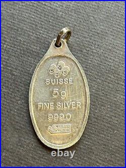 Very Rare Pamp Suisse Zodiac 5gram 999 Silver Bar Pendant Vintage