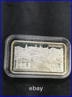 Vintage 1 oz Silver Art Bar BERGAMO ITALY Pamp Suisse Rare. 999