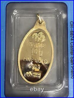 Vintage 10 grams Gold PAMP Suisse Lady Fortuna 999.9 Fine Pendant