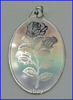 Vintage Hologram Rose 10 gram Silver Art Bar Oval Pendant Pamp Suisse VERY RARE