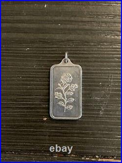 Vintage PAMP Suisse 1/2 Oz Silver Rose Pendant