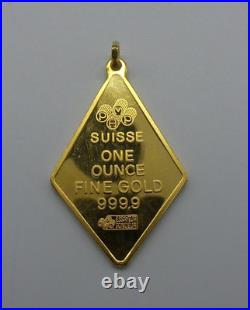 Vintage PAMP Suisse 1 oz. 999 Gold Triangle Kite Pendant Rose Rosa B1524