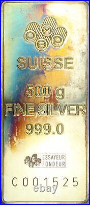 Vintage PAMP Suisse Lady Fortuna 500 gram. 999 Fine Silver Bar #C001525