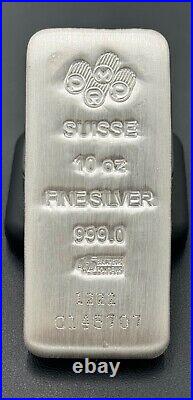 Vintage Pamp Suisse 10ozt. 999 Silver Bar with Assay