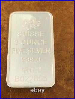 Vintage Pamp Suisse 1oz Silver Bar & 1 Gram Gold Bar Lady Fortuna Rare