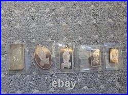 Vintage Pamp Suisse Falcon/Raptor. 999 Silver Bar & Pendant 5 Piece Lot