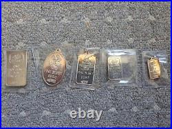 Vintage Pamp Suisse Falcon/Raptor. 999 Silver Bar & Pendant 5 Piece Lot