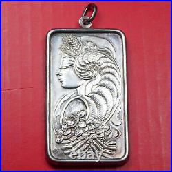 Vintage Pamp Suisse Lady Fortuna 1 oz. 999 Fine Silver Bar Pendant