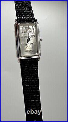 Vintage Sutton Quartz PAMP SUISSE 999 Fine Silver Watch Bullion Bar 1/10th oz