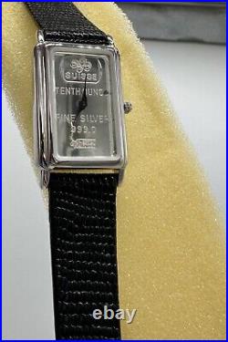 Vintage Sutton Quartz PAMP SUISSE 999 Fine Silver Watch Bullion Bar 1/10th oz