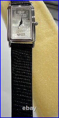 Vintage Sutton Quartz PAMP SUISSE 999 Fine Silver Watch Bullion Bar 1/10th oz