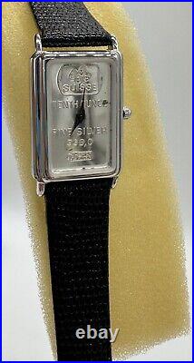 Vintage Sutton Quartz PAMP SUISSE 999 Fine Silver Watch Bullion Bar 1/10th oz