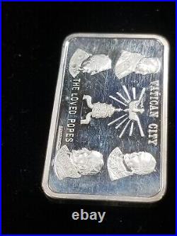 Vintage Vatican City The Loved Popes 1 oz Silver Art Bar Pamp Suisse Very Rare