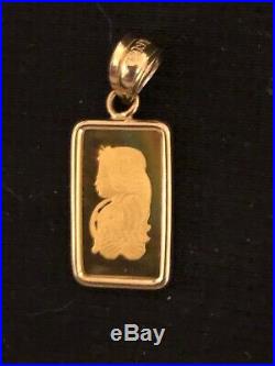 W@W NWT! 1 gram 24k Pamp Suisse in 14k necklace pendant! ELEGANT